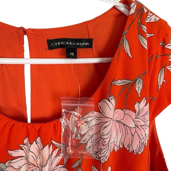 Chris McLaughlin Orange Floral Wide Leg Belted Jumper – Size 16 - Picture 10 of 12